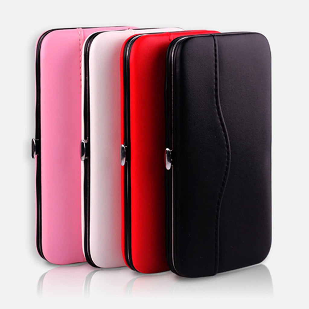 Small Tweezers Case for Eyelash Extensions, PU Leather Empty Tweezers Storage Bag, Portable Travel Case for Eyelash Grafting Extension Makeup Tools Scissors Lash Brush (Red)