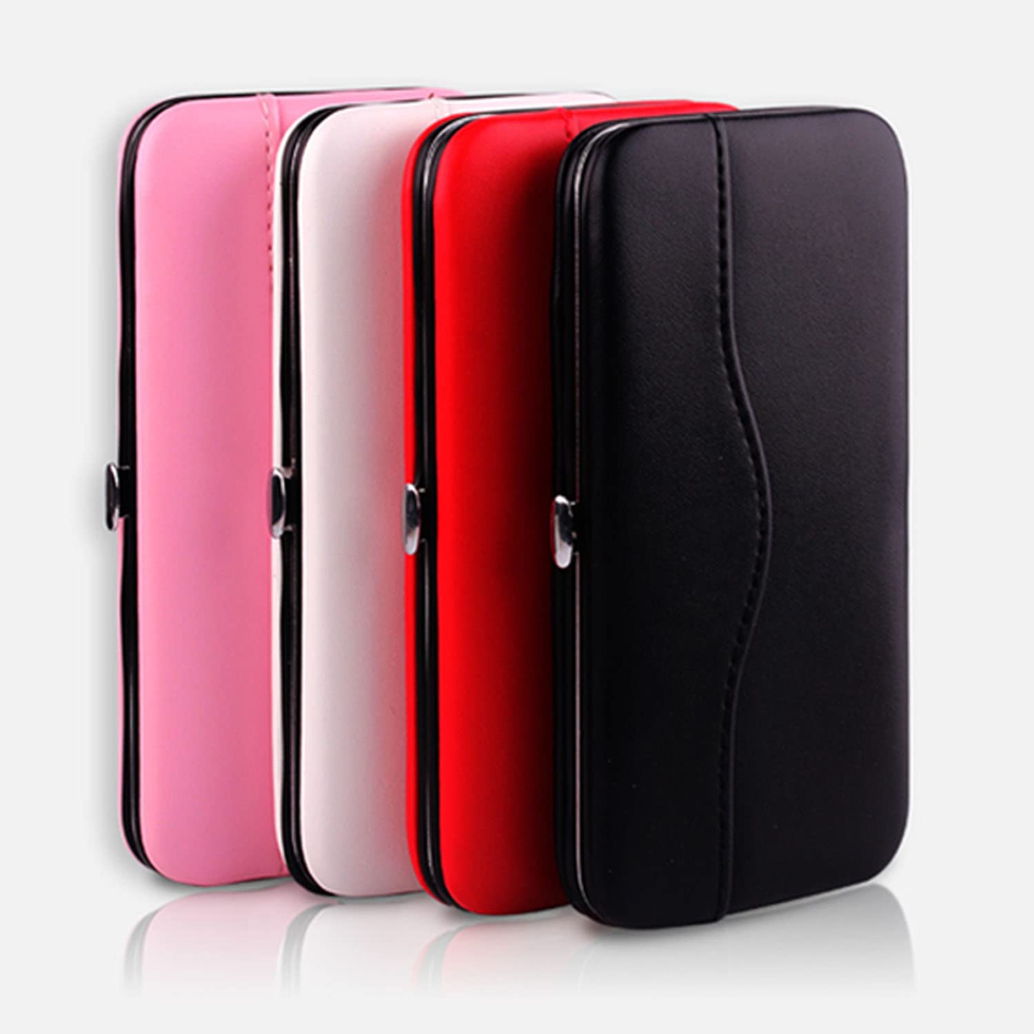 Small Tweezers Case for Eyelash Extensions, PU Leather Empty Tweezers Storage Bag, Portable Travel Case for Eyelash Grafting Extension Makeup Tools Scissors Lash Brush (Red)