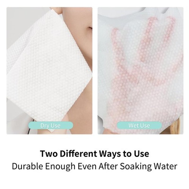 Face Towels Disposable 100% Cotton Biodegradable Facial Cleansing Cloths Extra Thick and Soft for Sensitive Skin, Lint-Free, Super Absorbent, Makeup Remover Dry Wipes for Face Cleansing