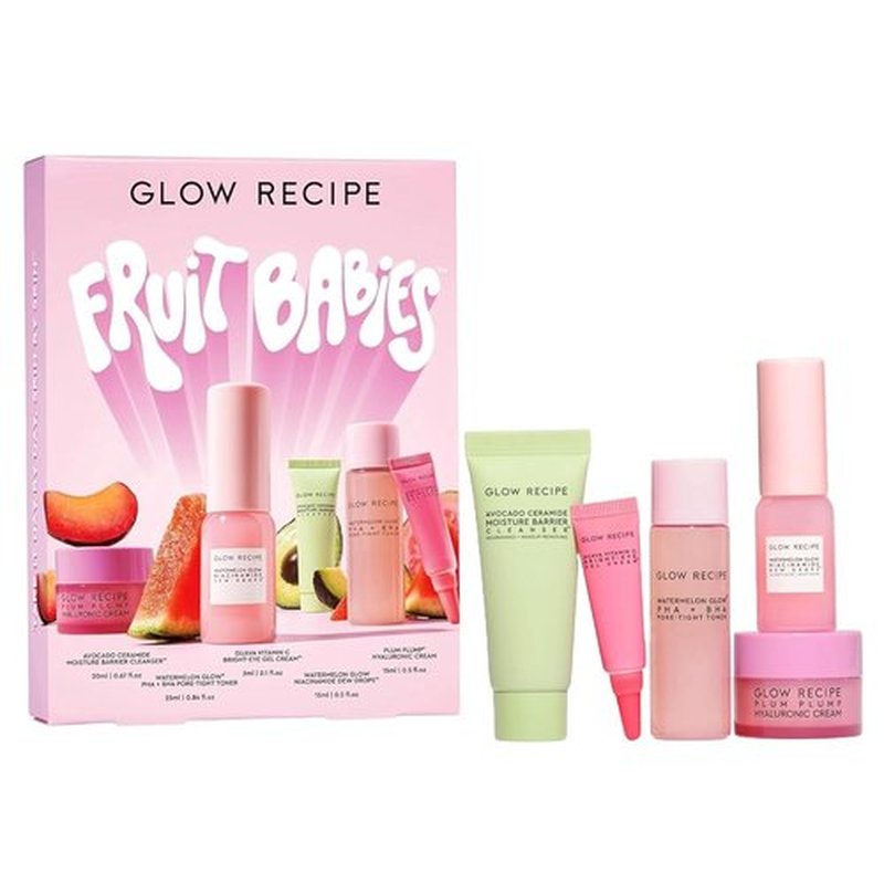 Glow Recipe Fruit Babies Skincare Kit - Complete Gift Set with Cleanser, Toner, Eye Cream & More (5 Count)