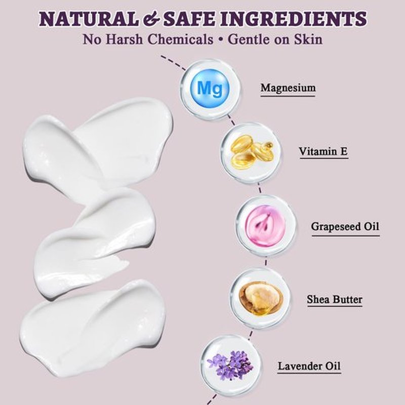 Magnesium Lotion for Sleep & Muscle Soothing 7 oz - Magnesium Body Cream with Lavender, Shea Butter & Vitamin E, for Deep Nourishment & Full-Body Relaxation, Fast-Absorbing & Unscented