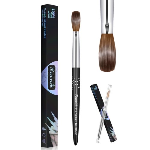 KEMEISI Acrylic Nail Brush #16, Kolinsky Nail Art Brushes, Sturdy Handle Oval Shaped Design Tools for Professional Manicure DIY