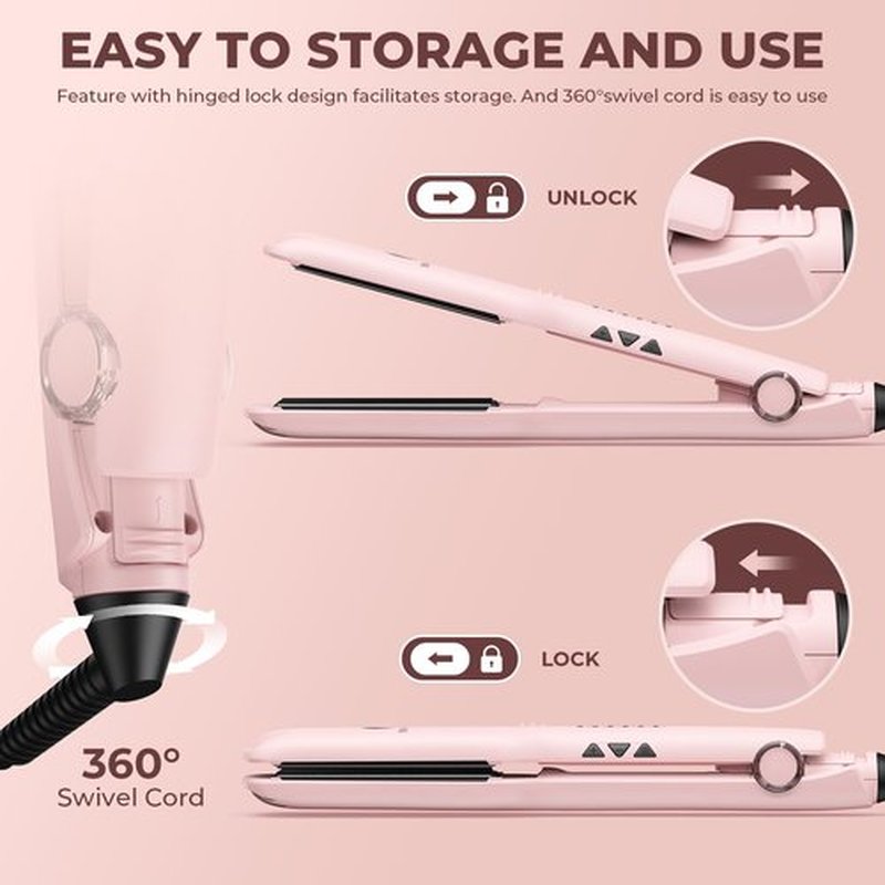MiroPure 1.5 Inch Flat Iron, Hair Straightener with 30S Fast Heating & 60min Auto Shut-Off, Hair Straightener and Curler 2 in 1 with 3D Ceramic Floating Plates