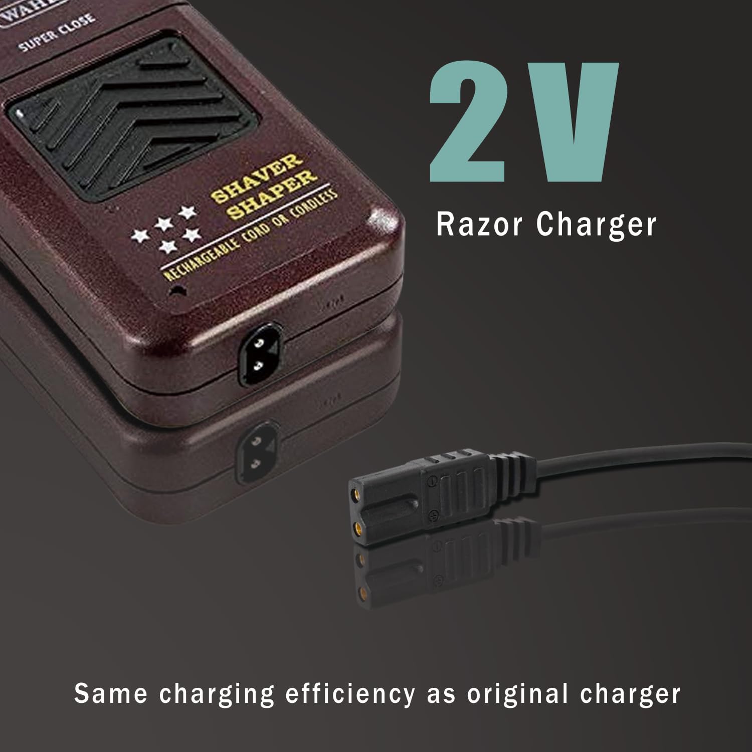 Wahl Charger Replacement - 2V Power Cord for Wahl Shaver & Trimmer Models 8061, 8163, 8786 & More