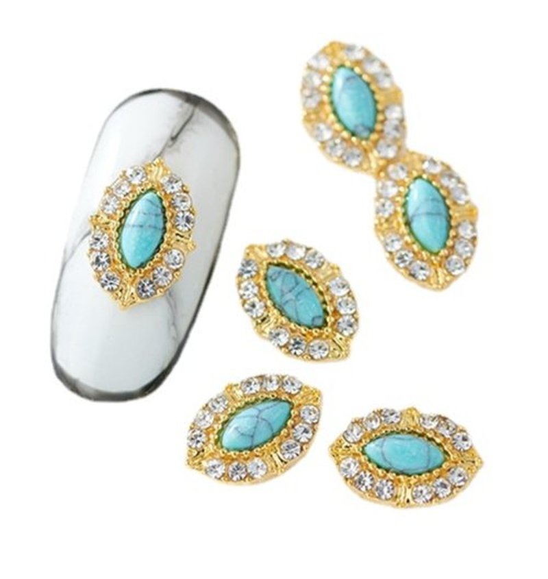 3D Turquoise Western Nail Ornament Mix Blue, White, and Pink Turquoise Charms Nail Art Gemstone Nail Art Jewelry Flower Heart Acrylic Nail Phone Case Card Women's DIY Decoration Products Home (20pcs)