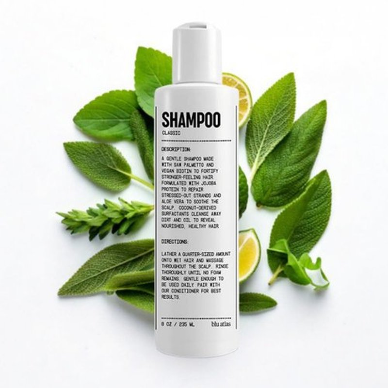 Blu Atlas Men's Natural Shampoo - Organic, Sulfate-Free & Paraben-Free - Deep Cleansing & Hydrating - Classic Bergamot, Sage & Patchouli Scent - 8 oz