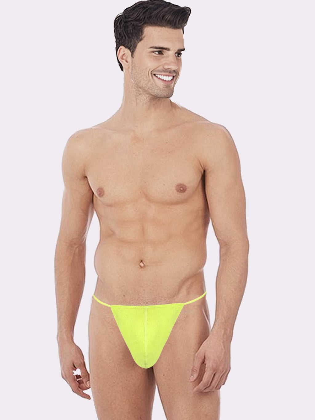XYMAO Men's G String Thong for Man, Adjustable Bulge Pouch Male Thongs, Soft Breathable & Comfort Fit T Back Yellow