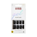 KISS Gel Fantasy Press-On Nails - 'Aim High' Black Squoval Shape | Includes Glue & Accessories