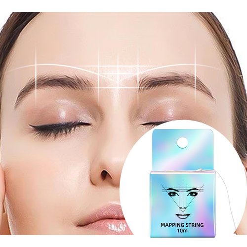 ATOMUS Eyebrow Mapping String 6 Pieces 10m(32ft) Pre-Inked Microblading String for Brow Mapping Measuring Marking Symmetrical Eyebrow Thread (White)