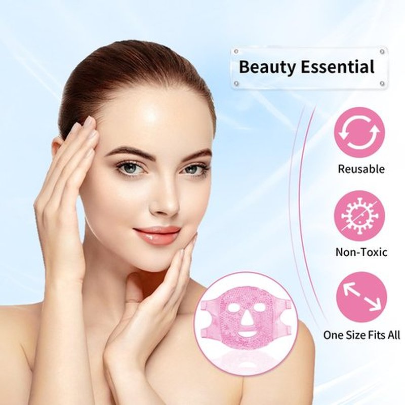CONBELLA Cold Face Eye Masks Ice Face Mask Hot Cold Compress for Dark Circles, Puffiness, Migraines, Headache, Stress, Redness, Cooling Face Masks for Women Man, Skin Care