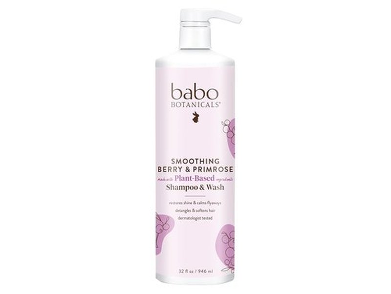 Babo Botanicals Smoothing Berry 2-in-1 Shampoo & Wash - Nourishing Detangler with Evening Primrose Oil - Vegan & Frizz-Free for All Ages