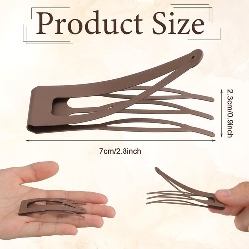Chinco 24 Pcs Double Grip Hair Clips Metal Snap Clips Women Barrettes for Hair Making, Salon Supplies(Brown,2.8 Inch)