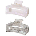 Textention Cellulose Acetate Hair Clips for Women, Rectangle Tortoise Shell Celluloid Strong Hold Claw Clips for Thin Thick Hair, Barrette Jaw Clamp Styling Accessories for Ladies Mother (2 Pack)
