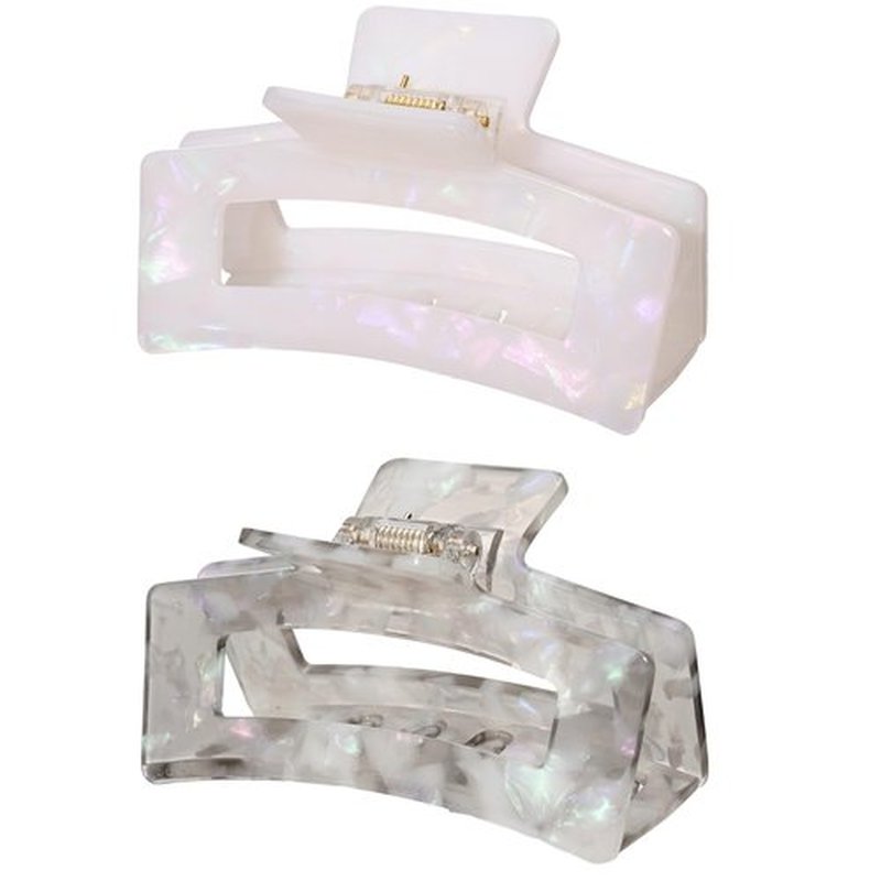 Textention Cellulose Acetate Hair Clips for Women, Rectangle Tortoise Shell Celluloid Strong Hold Claw Clips for Thin Thick Hair, Barrette Jaw Clamp Styling Accessories for Ladies Mother (2 Pack)