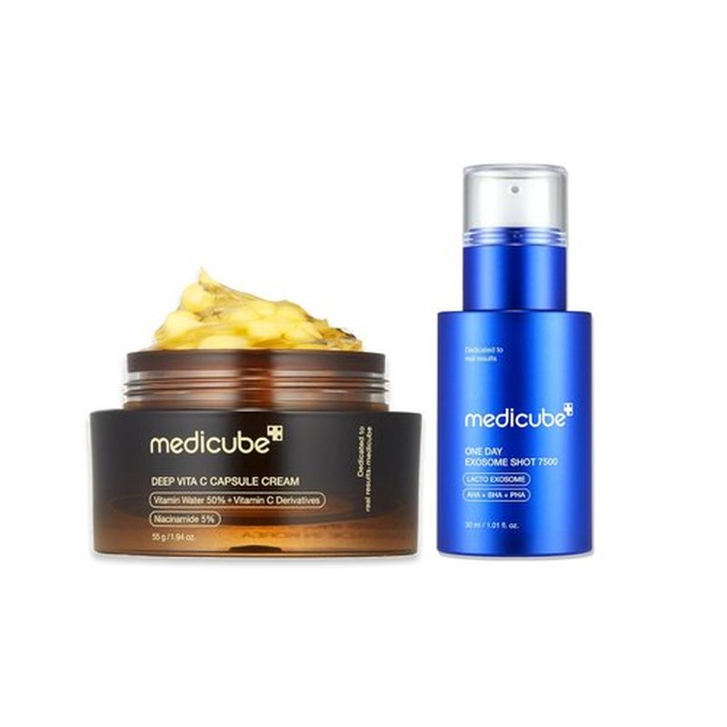 Medicube Flawless Skin Vitamin C Golden Capsule Moisturizer & 7,500 PPM Exosome Serum