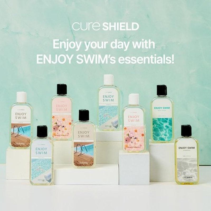 CURESHIELD Enjoy Swim Chlorine Removal Body Wash for Swimmers - Shower Gel, Moisturizing Cleanser, Hydrates & Restores Skin, 6.78 Ounce, 200ml (Sun Zest)