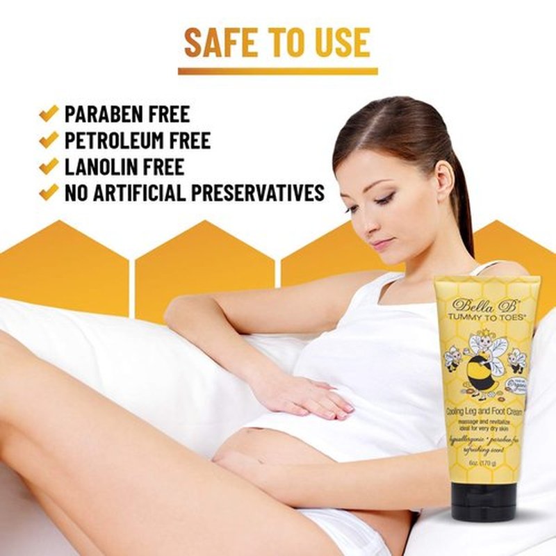 BELLA B Pregnancy Leg And Foot Cream 6 oz - Best Pregnancy Lotion For Feet - Made with Natural Ingredients - Bella B Lotion for Pregnancy Soreness