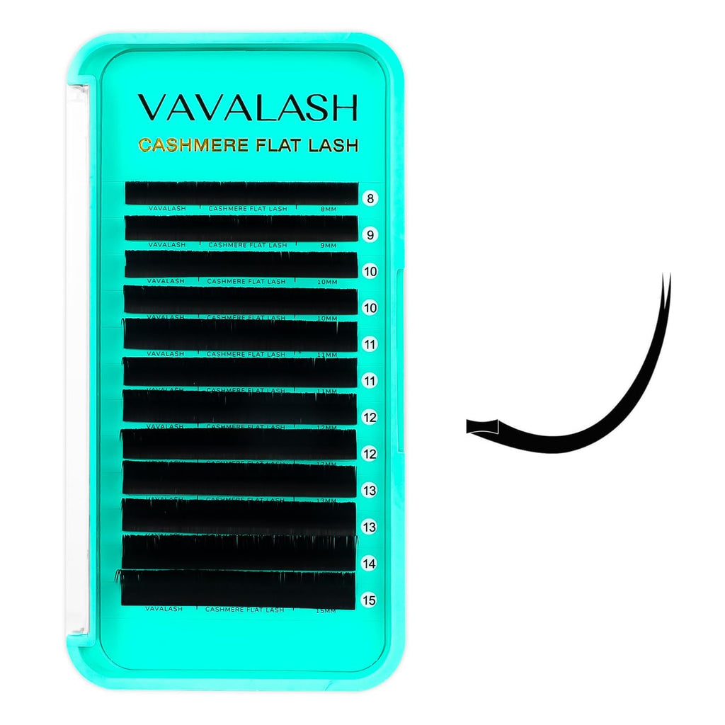 VAVALASH Cashmere Ellipse Flat Lashes 0.15 0.2mm C D Curl 6-17mm Soft Lightweight Classic Lash Extensions Matte Split Tip Natural Eyelash Extensions Professional Salon Use(0.15-C-8-15mm)