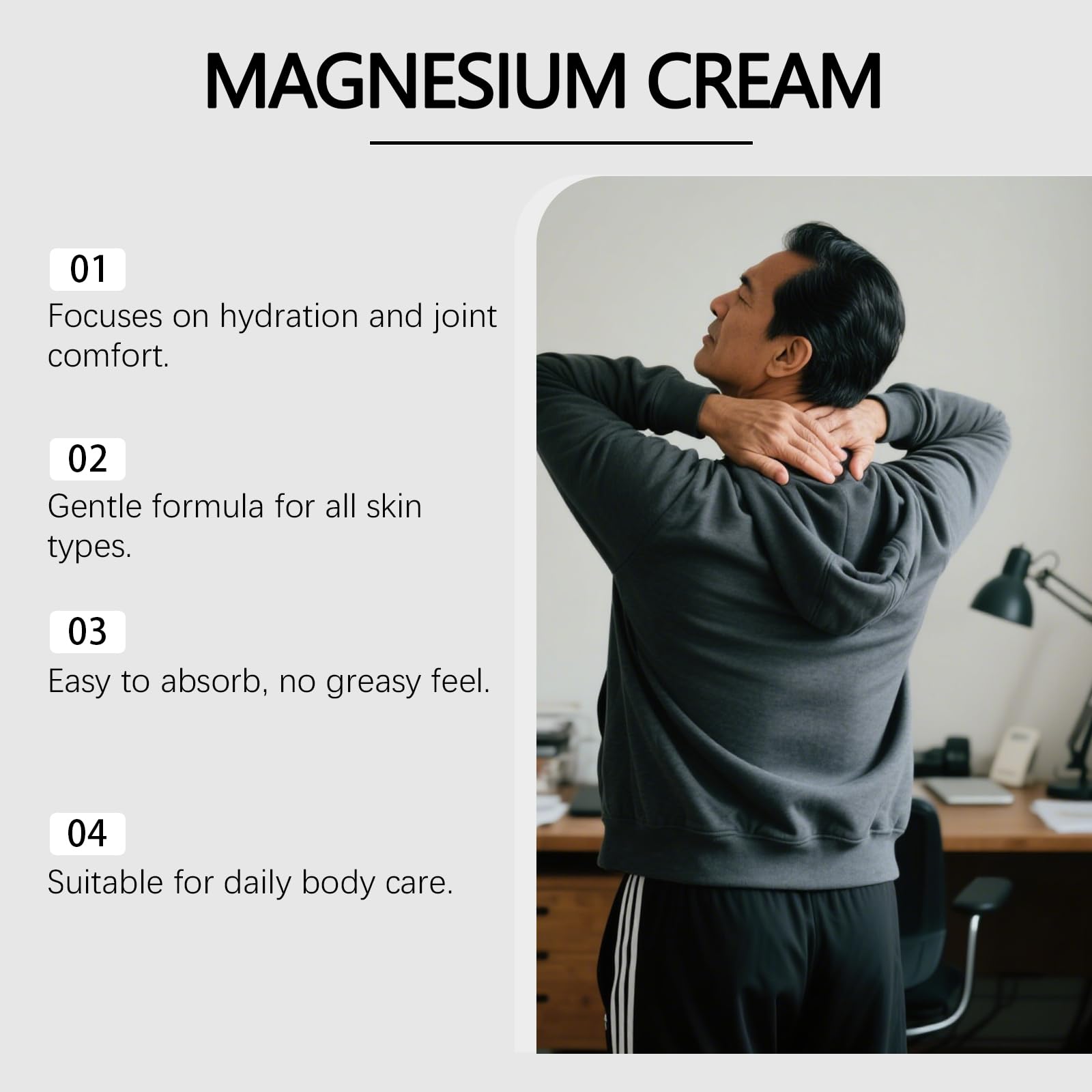 CleJoy Magnesium Cream with MSM & Arnica for Nerve Relief - 120g/4.23oz, Mild Formula Soothes Skin & Calms Nerves, Daily Soothing Moisturizing Body Care