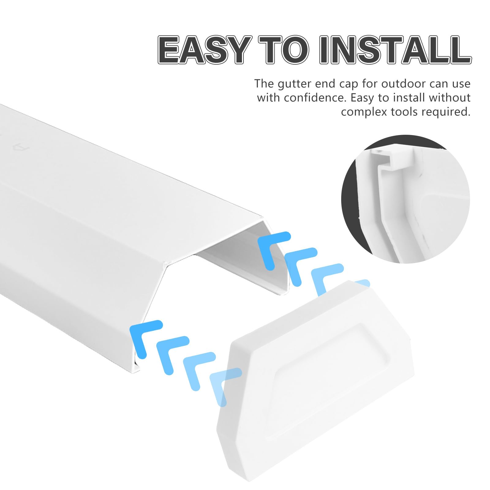 Uonlytech 2pcs end Cap Water Seal Plastic Gutter downspout end caps White Component Drain Connector Downspouts Gutter end caps Square Plastic Gutter downspout end Seal