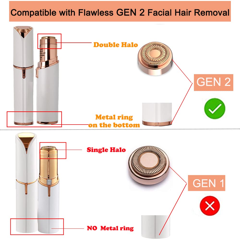 Facial Hair Remover Replacement Heads: Compatible with Finishing Touch Flawless Facial Hair Removal Tool for Women As Seen On TV 18K Gold-Plated Rose Gold (Generation 2 2pack)