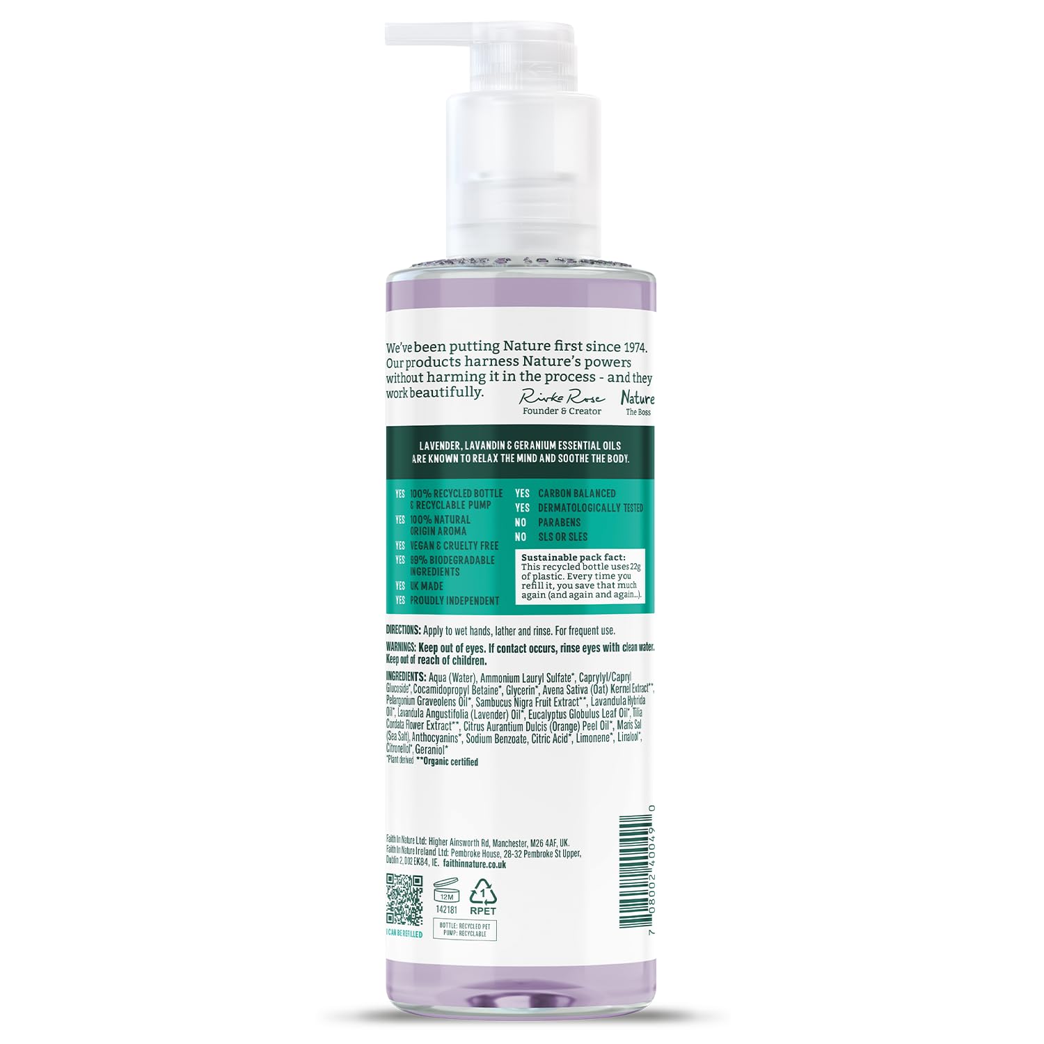 FAITH IN NATURE Natural Lavender and Geranium Liquid Hand Wash, Relaxing, Vegan and Cruelty Free, No SLS or Parabens, 400 ml
