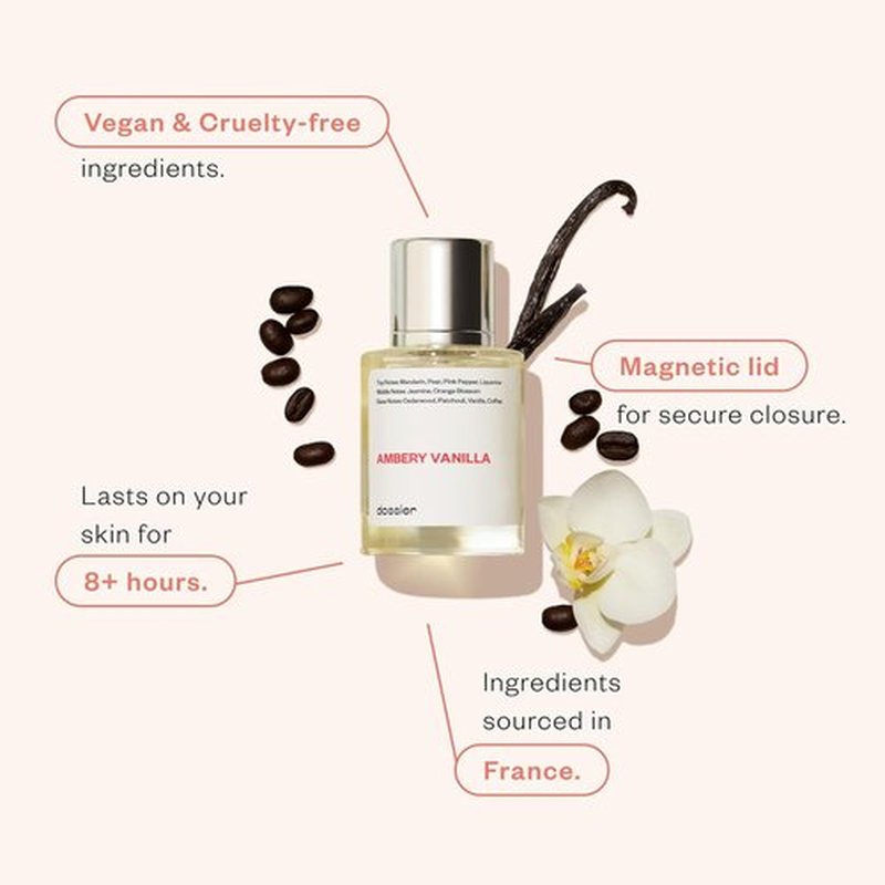 Dossier Ambery Vanilla Eau de Parfum 1.7Oz | Long-Lasting Feminine Fragrance Inspired by YSL Black Opium