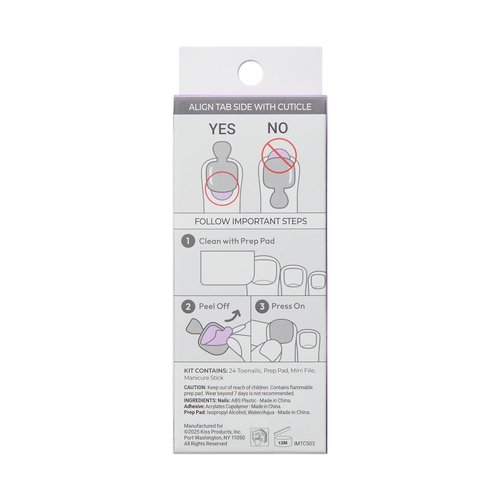 KISS imPRESS Pedicure French Tip Press On Toenails, 'Blanc Chic', White, Short Squoval, Pedicure Nail Kit Includes 24 Press On Toenails, Prep Pad, Mini Nail File, & Pedicure Stick