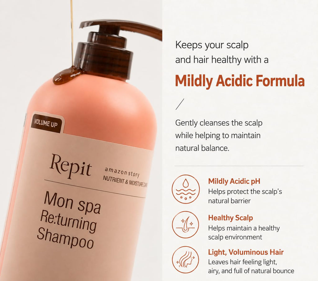 Repit Mon Spa Returning Shampoo 1000ml | Scalp & Hair Care Shampoo | Salicylic Acid & Niacinamide | Clarifying, Volumizing & Nourishing | RepitUSA