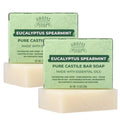 Adams Handmade Soap Eucalyptus Spearmint Pure Castile Bar Soap – 4.5 oz | Vegan, Cold Process, Essential Oils, 84% Organic, Fair Trade, No Additives, USA Made