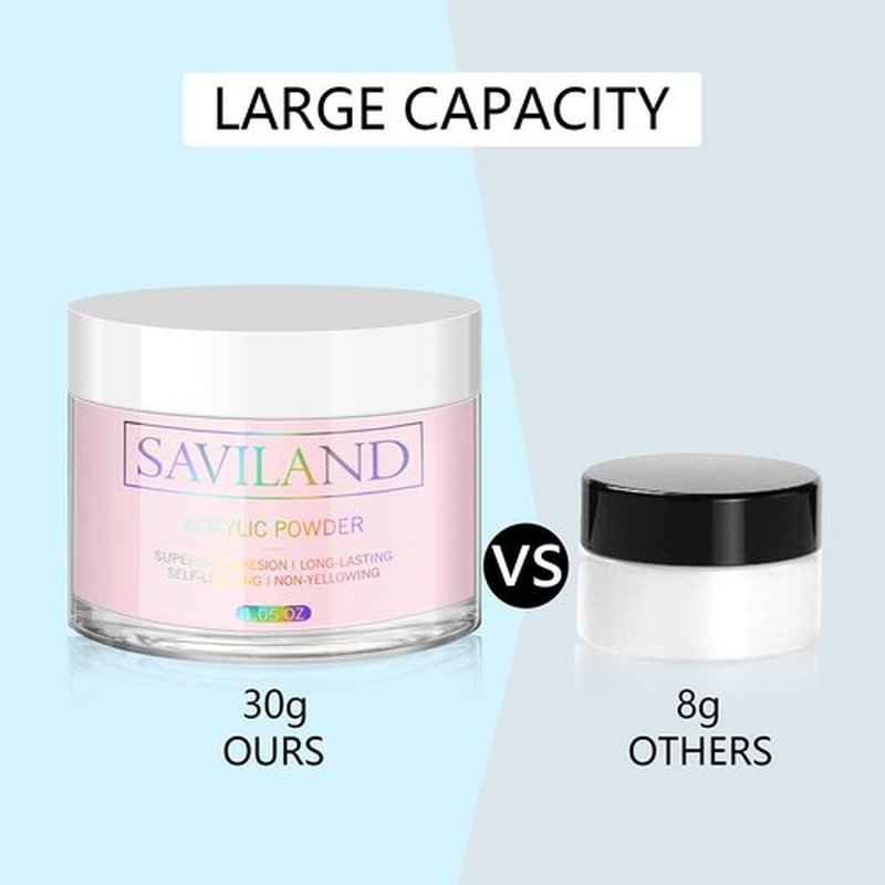SAVILAND 2-Pack Acrylic Powder Set – 30g Pink + Nudes Acrylic Powder for Nail Extensions & 3D Carving – Ideal for Professional Salons & Home Nail Art