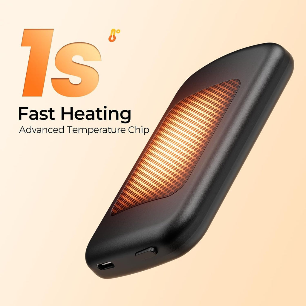 Hotdot AI Hand Warmers Rechargeable with Gift Box, 2 Pack Portable Electric Hand Warmer with LED Display Battery and Temperature, Fast Heating, for Men, Women, Hunting Camping Black