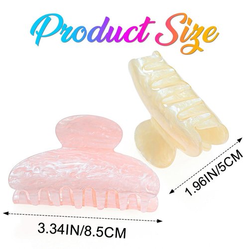 CAKURE Claw Clips Pink Hair Clips Acrylic Hair Claw Clips Hair Accessories for Women and Girls (Pack of 2) (e-beige&pink)