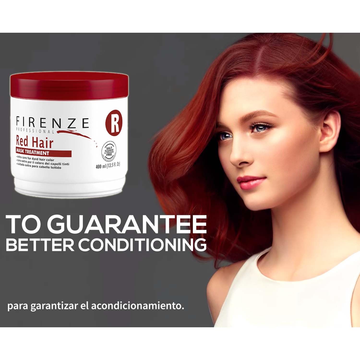 Firenze Professional Red Hair Mask Treatment 400ml (13.5 oz) – Conditioning Care for Red & Color-Treated Hair – Smoothness & Shine Support