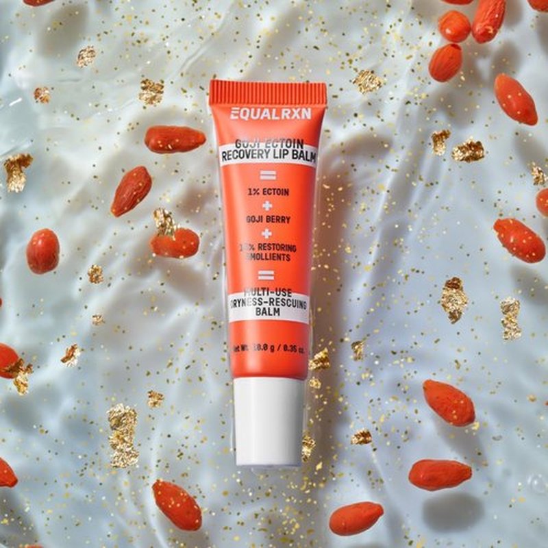 EqualRXN Goji Ectoin Recovery Lip Balm - Hydrating Moisture Oil Formula with Papaya Enzyme for Dry Chapped Lips Barrier & Skin Patches
