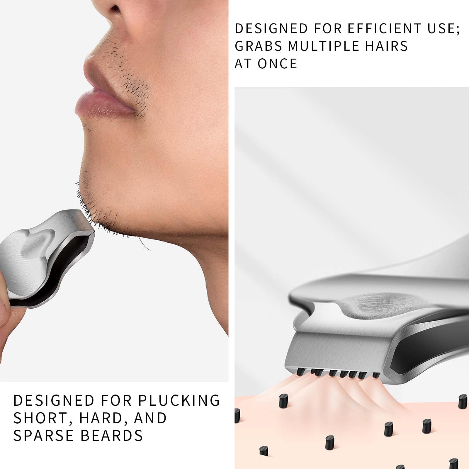 AUSOMTEK 20mm Precision Butterfly Tweezers for Beard, Eyebrows, Facial & Ingrown Hair - Wide Tip, Stainless Steel - Hair Removal Tool with Anti-Slip Slot & Case - for Men & Women
