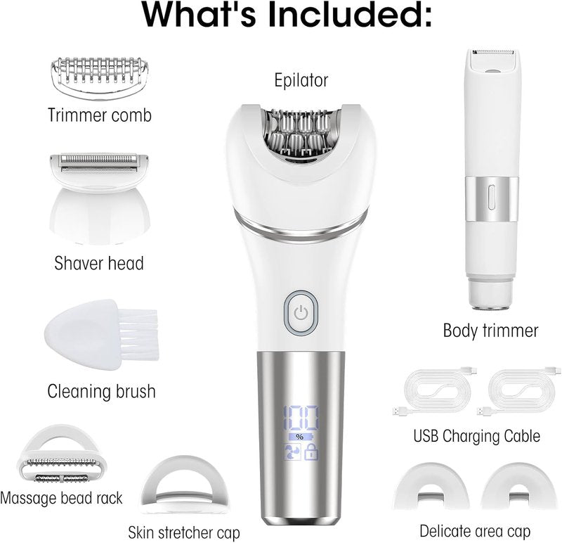 Zesuti Epilators | 2-in-1 Electric Hair Removal Razors for Women - Dual Head Bikini Trimmer & Facial Shaver