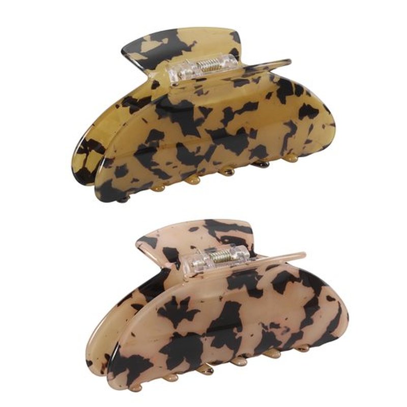 2PCS Tortoiseshell Leopard Hair Clips for Women Girls – Vintage Acetate Medium Claw Clips, Trendy French Style Hair Accessories for Thin Hair