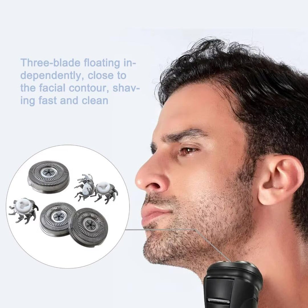 SW-S7105 3x Replacement Shaver Head Blades Compatible for Waterproof Electric Razor Wet & Dry Rotary Shavers with Clean Brush