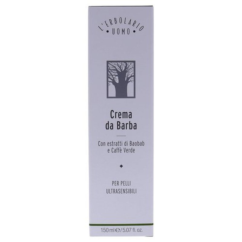 L'Erbolario Baobab & Green Coffee Shaving Cream - Non-Foaming for Gentle Shave - 5.07 Oz