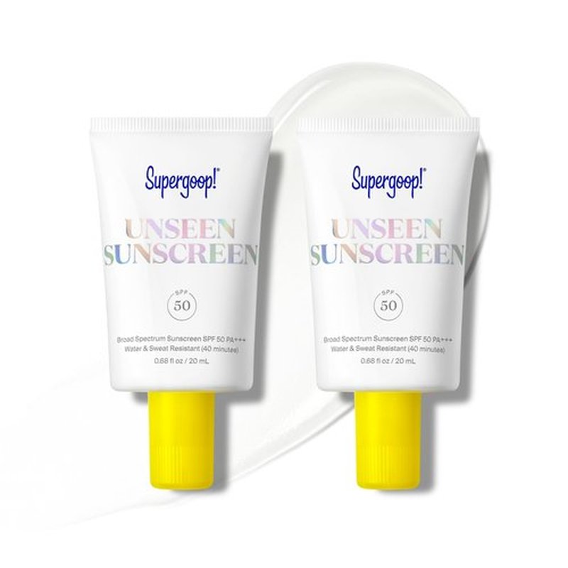 Supergoop! Unseen Sunscreen - SPF 50 - Clear & Invisible Face Sunscreen + Broad Spectrum + Makeup-Gripping Primer - Weightless, Scentless, Oil Free - For All Skin Types & Tones - 0.68 fl oz, 2 Pack