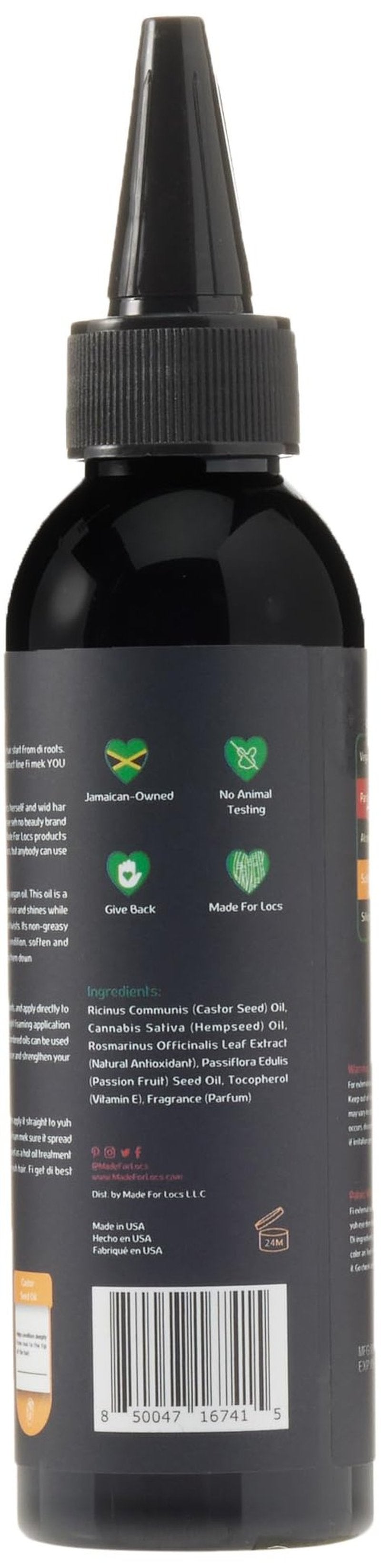 Made For Locs Jamaica Ganja Hemp Locs Oil | Lightweight, Foaming, Conditioning Oil with Tropical Scent - Ideal for Locs & Dreadlocks, 4 oz