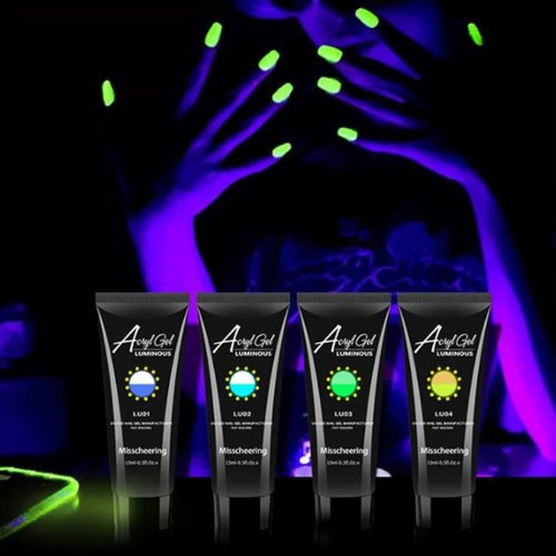 RoseFlower Neon Bright Luminous Poly Nail Gel Set 8 Colors Fluorescent Poly Nail Extension Gel Kit Builder Nails Enhancement Gel for Beginner Professional French Art Design Salon DIY at Home #4
