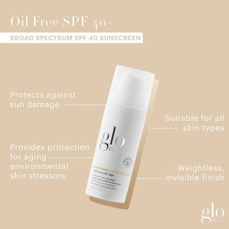 Glo Skin Beauty Mineral Sunscreen SPF 40 - Oil-Free Hydrating Face Moisturizer with Zinc Oxide, 1.7 Fl Oz
