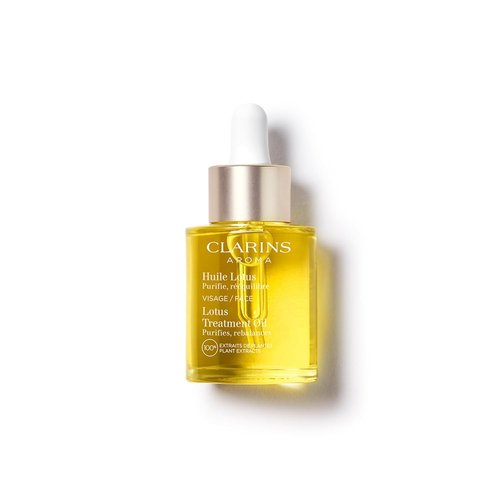 Clarins Lotus Face Oil Treatment - Hydrates & Balances Skin | Tightens Pores & Minimizes Fine Lines | 100% Natural Plant Extracts