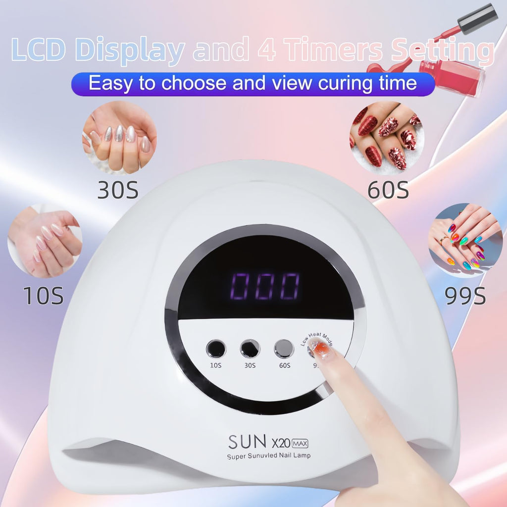 UV LED Nail Lamp with 72 Beads, 320W Nail Curing Lamps for Gel Polish with Automatic Sensor/4 Timer Setting,Led Nail Dryer, Professional Nail Art Drying Tools for Fingernail and Toenail