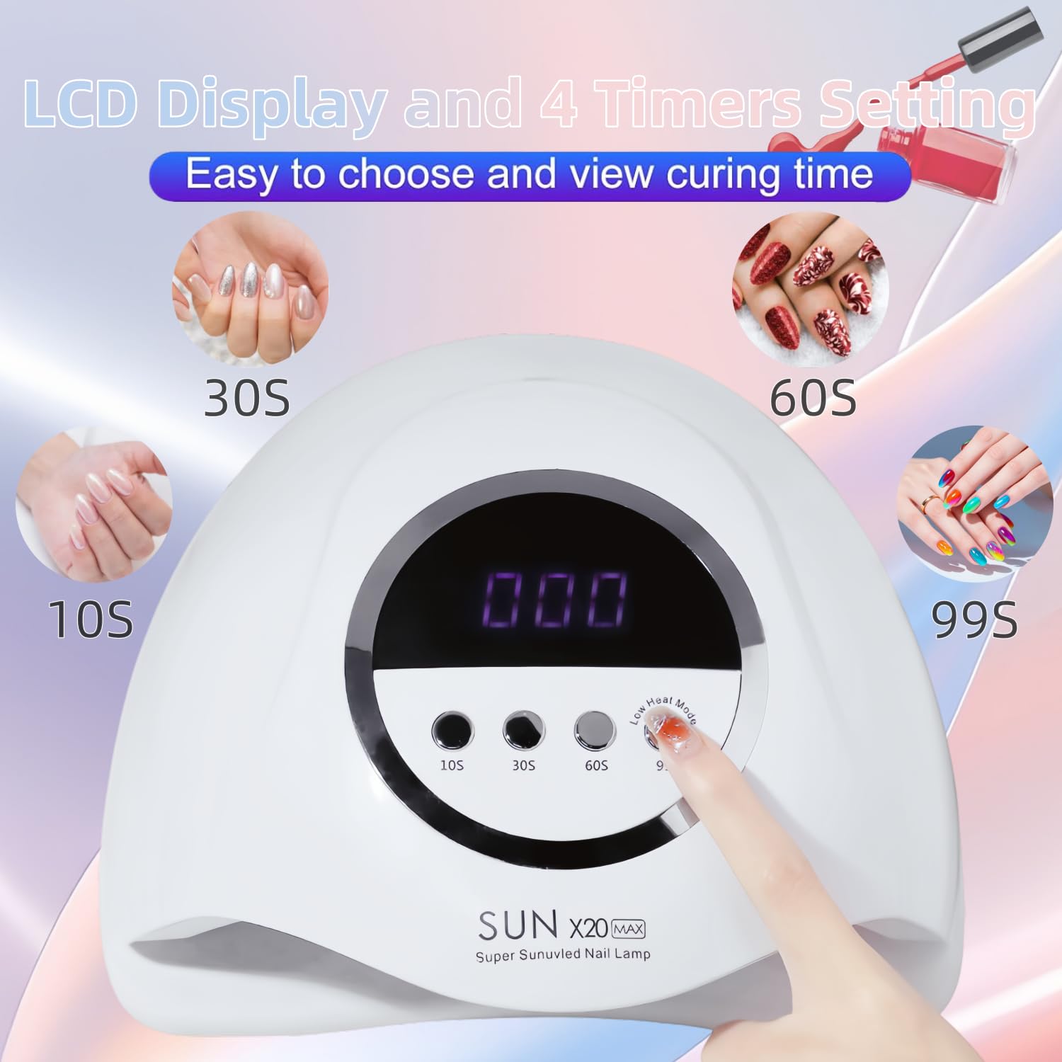 UV LED Nail Lamp with 72 Beads, 320W Nail Curing Lamps for Gel Polish with Automatic Sensor/4 Timer Setting,Led Nail Dryer, Professional Nail Art Drying Tools for Fingernail and Toenail