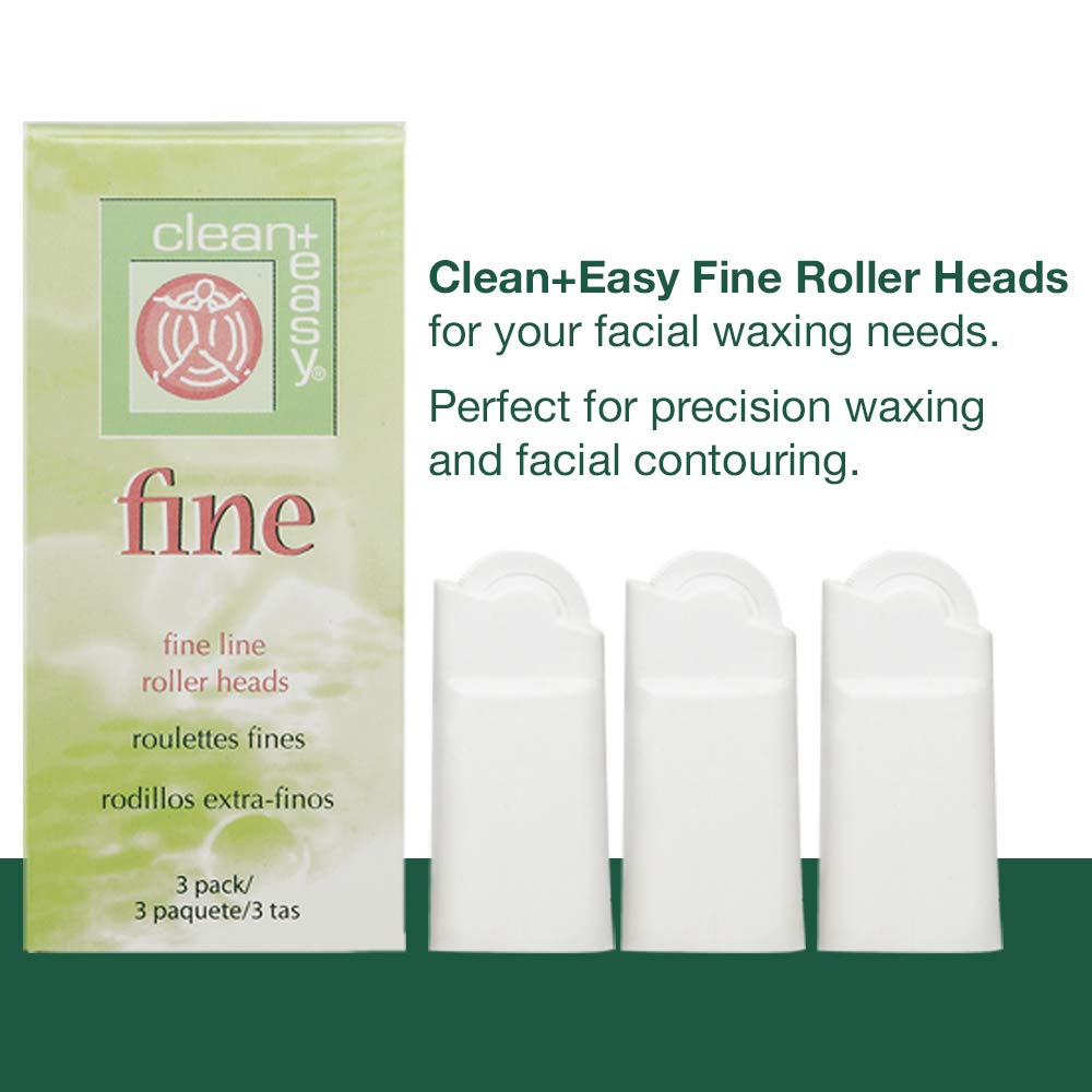 Clean + Easy Fine Line Wax Roller Heads – Roll On Wax Applicator for Precise Hair Removal on Face, Brows & Upper Lip, 3 Pack