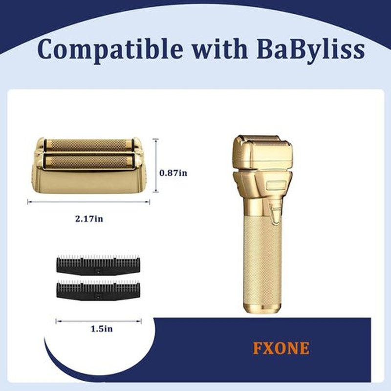 BaBylissPro Professional Black Shaver Replacement Foil & Cutters - Compatible with FXONE Shaver (Gold)