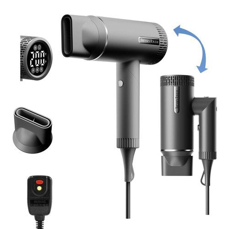 Hair Dryer, High-Speed Ionic Blow Dryer, Powerful 1600 Watt Motor for Fast Drying and Straight & Wavy Hair, Foldable, Lightweight Hairdryer with Magnetic Suction Nozzle for Home Salon Travel